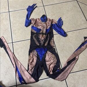 Sexy Rhinestones Jumpsuit Print Leotard Dance Costume